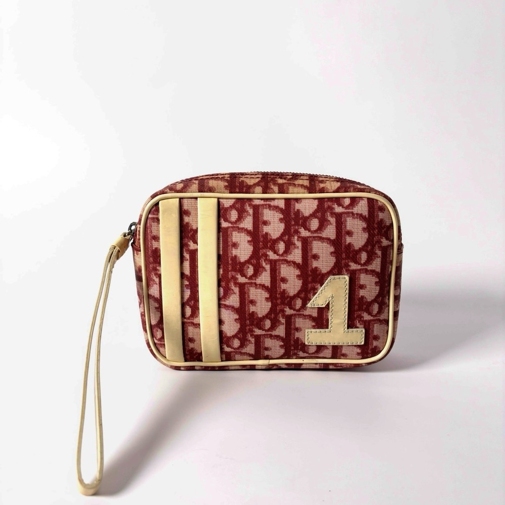 Dior Galliano Era Trotter Clutch – Red Monogram Zip Pouch